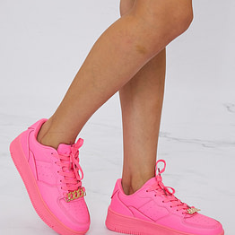 chain detailed sneakers in hot pink (outside view)