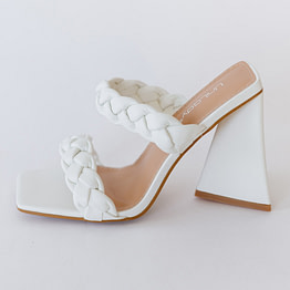 woven heels in white