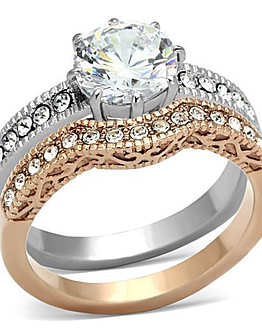 rose gold stainless steel ring set