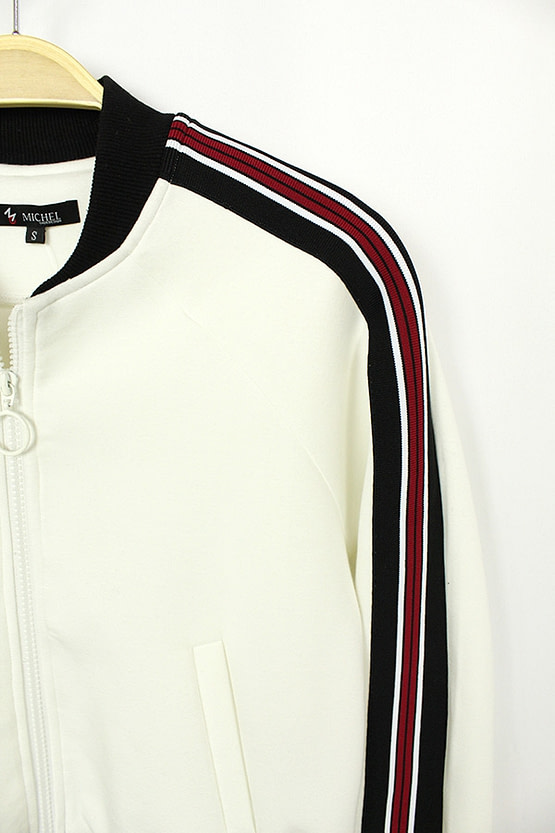 white tracksuit jacket (side stripe view)