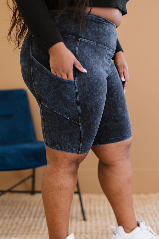 plus size mineral wash shorts (side)