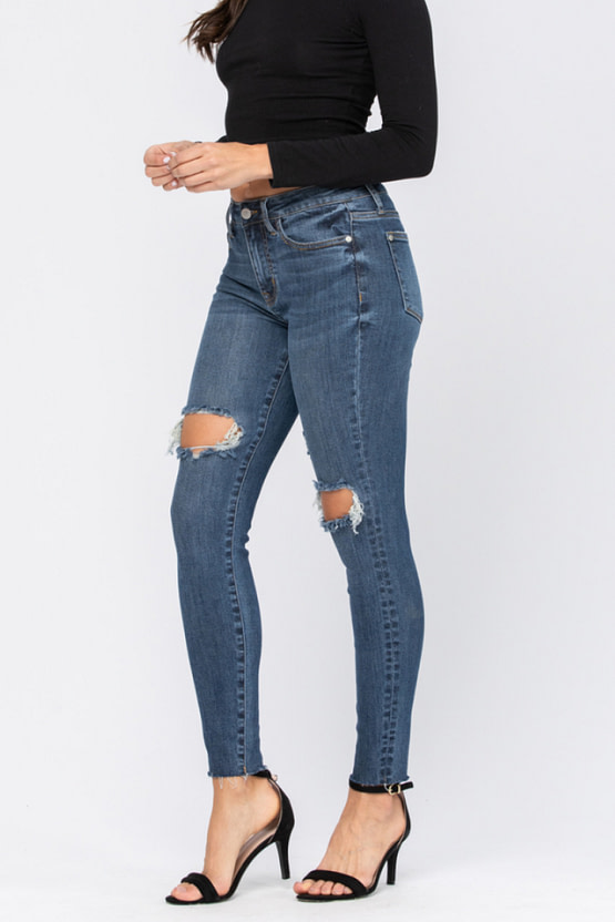 judy blue mid rise skinny jeans (side view)