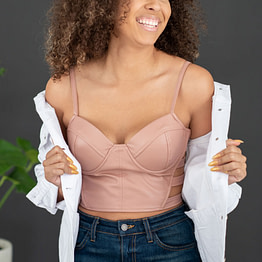 faux leather bustier top