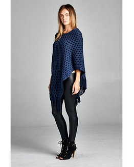 navy poncho sweater - side view