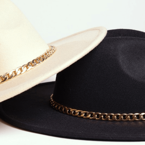 fedora hats in ivory and black
